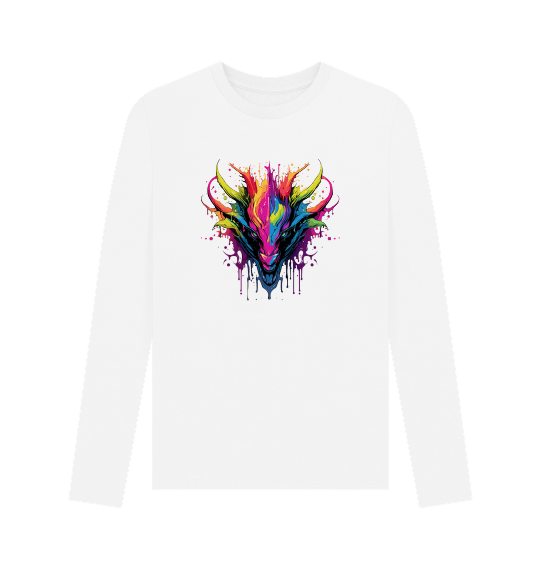 White Colour Drip Dragon - Men's Long Sleeve T-shirt