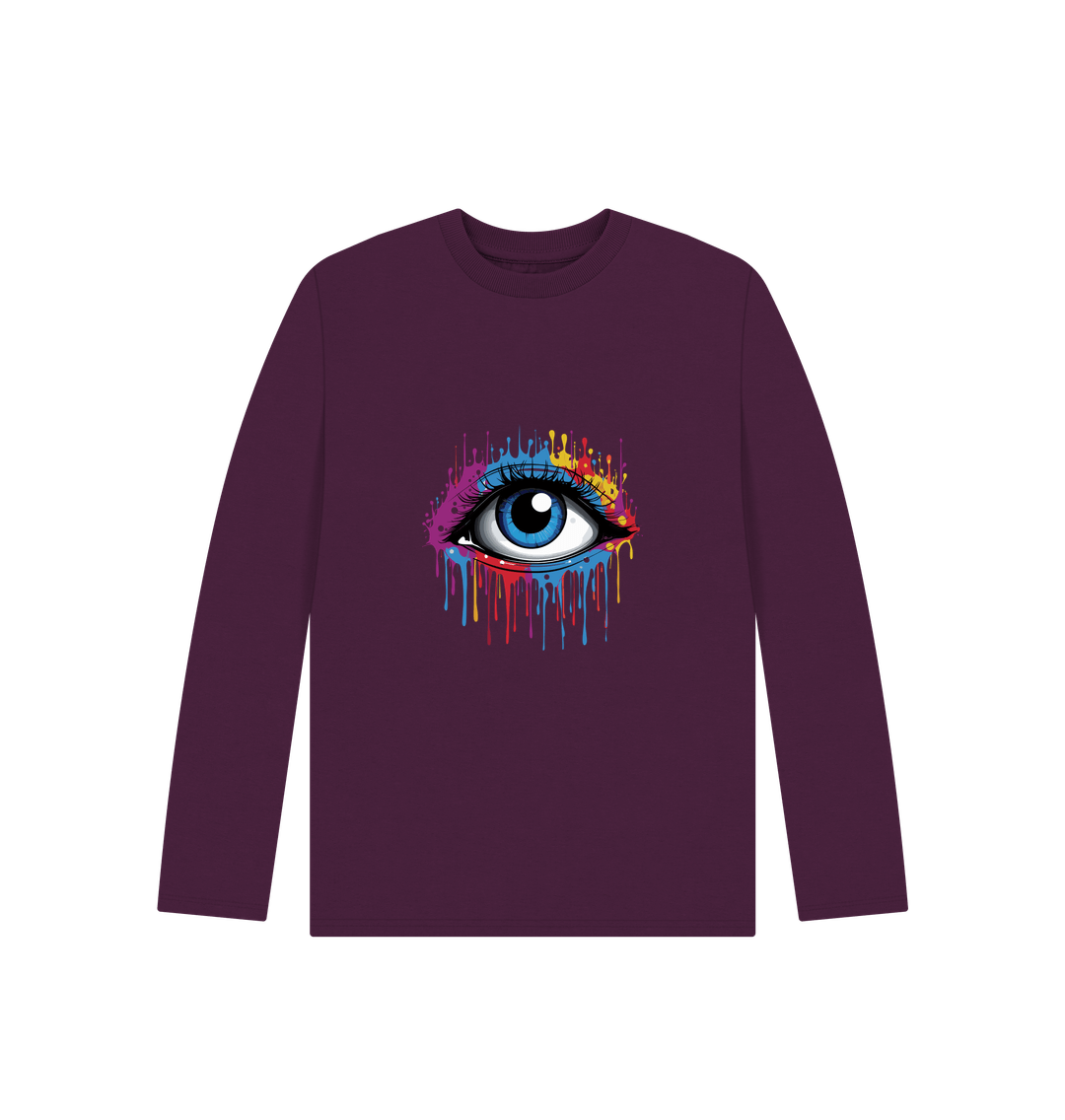 Purple Colour Drip Vision - Kids Organic Long Sleeve T-shirt