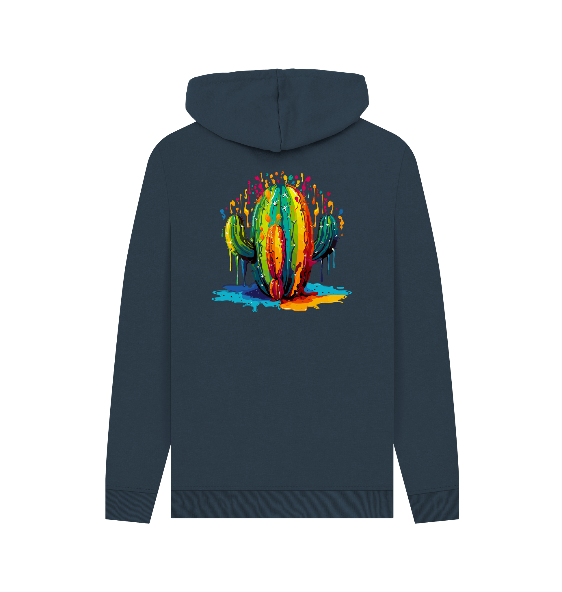 Navy Colour Drip Cactus - Men's Pullover Hoodie