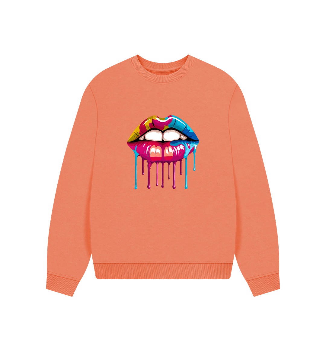 Apricot Colour Drip Lipstick - Women's Oversized Jumper