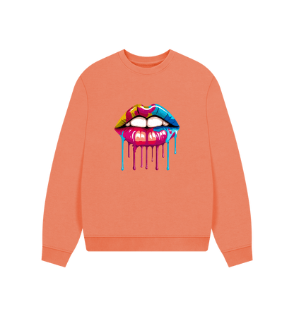 Apricot Colour Drip Lipstick - Women's Oversized Jumper