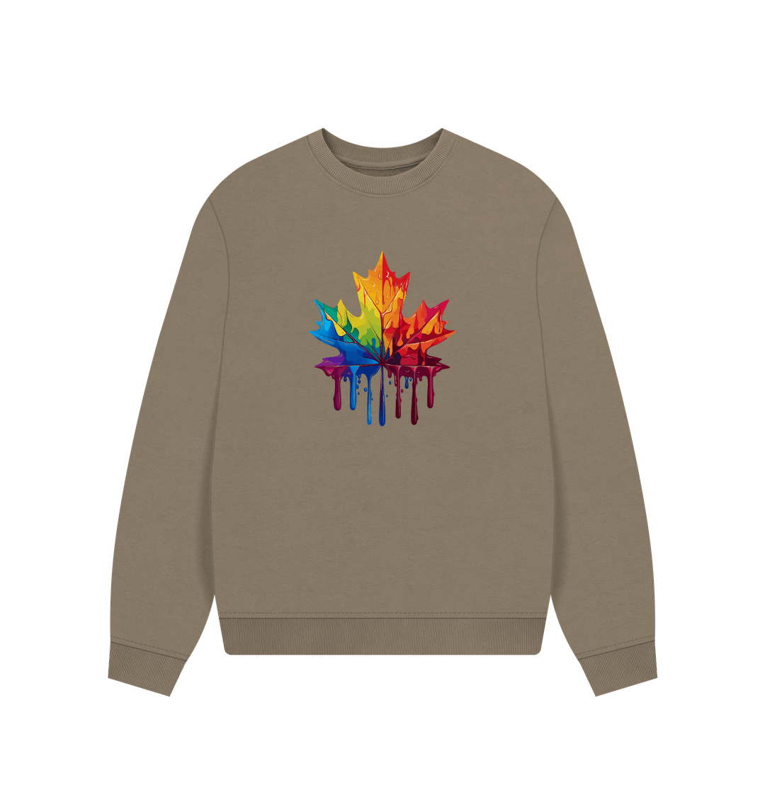 Willow Colour Drip Autumn Leaf - Women's Oversized Jumper