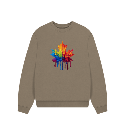 Willow Colour Drip Autumn Leaf - Women's Oversized Jumper