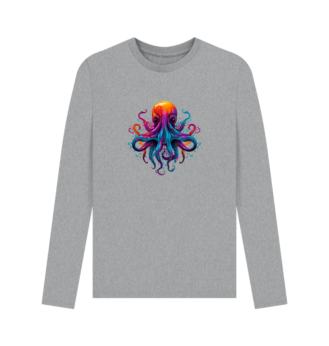 Athletic Grey Colour Drip Octopus Dance - Men's Long Sleeve T-shirt