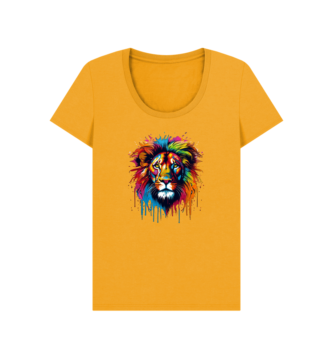 Mustard Colour Drip Lion - Women's Scoop Neck T-shirt