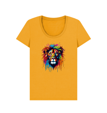 Mustard Colour Drip Lion - Women's Scoop Neck T-shirt