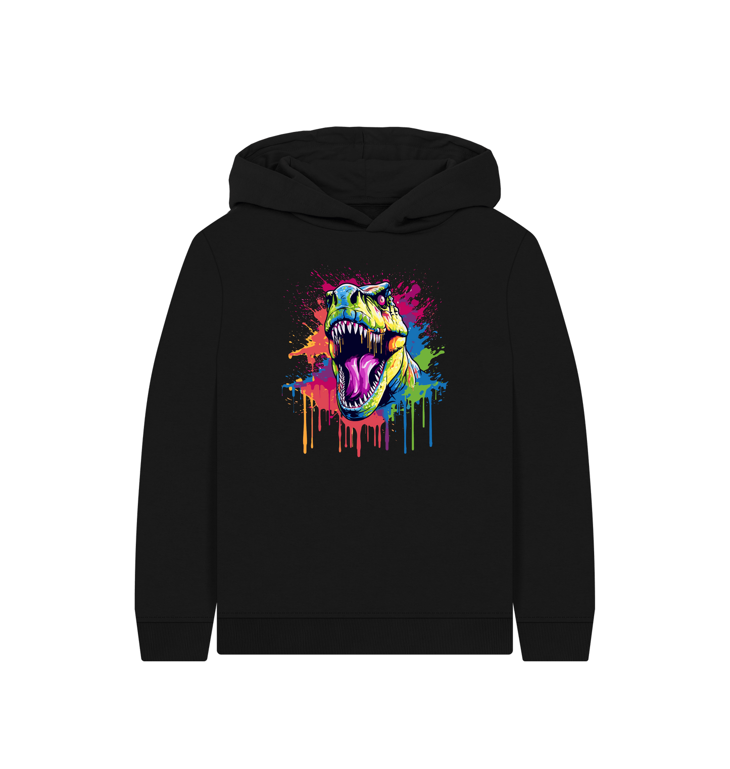 Black Colour Drip Rex - Kids Pullover Hoody