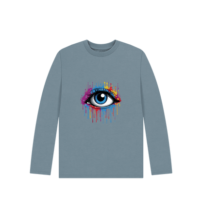 Stone Blue Colour Drip Vision - Kids Organic Long Sleeve T-shirt