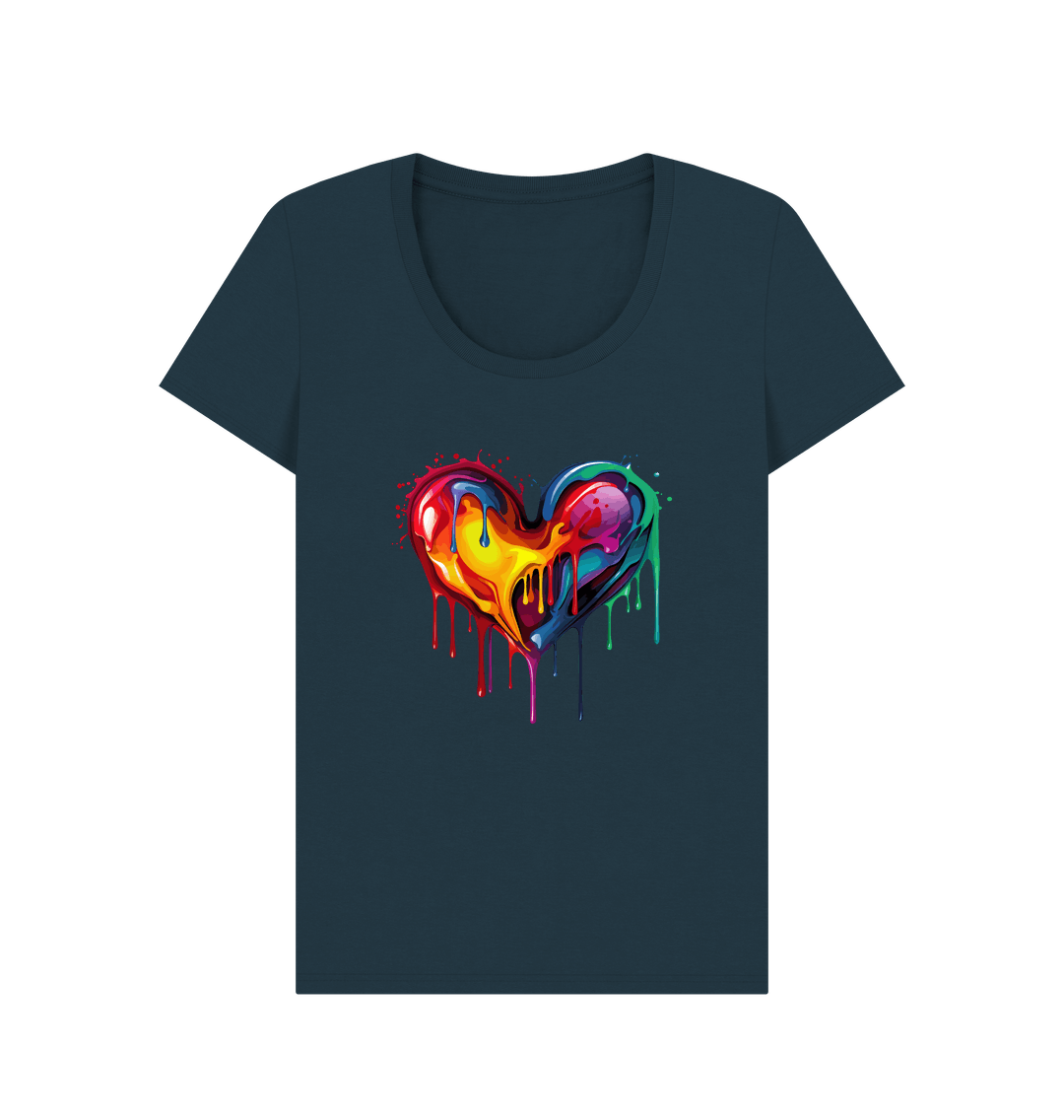 Denim Blue Colour Drip Colour of Love - Women's Scoop Neck T-shirt