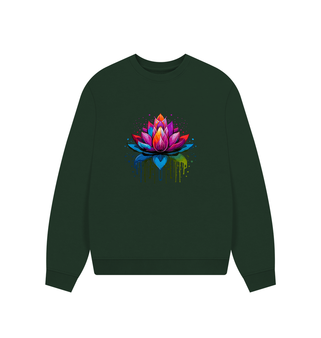 Evergreen Colour Drip Lotus - Women's Oversized Jumper