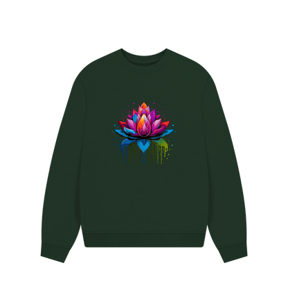 Evergreen Colour Drip Lotus - Women's Oversized Jumper