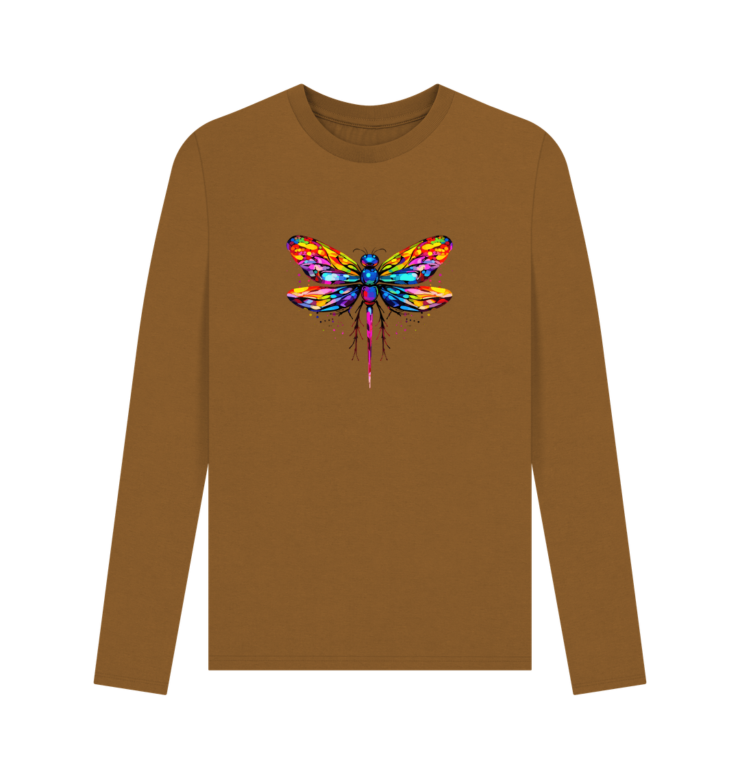 Brown Colour Drip Dragonfly - Men's Long Sleeve T-shirt