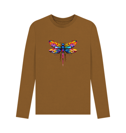 Brown Colour Drip Dragonfly - Men's Long Sleeve T-shirt