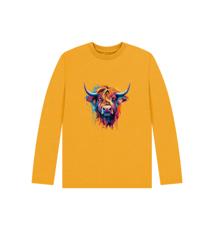 Mustard Colour Drip Bull - Kids Organic Long Sleeve T-shirt