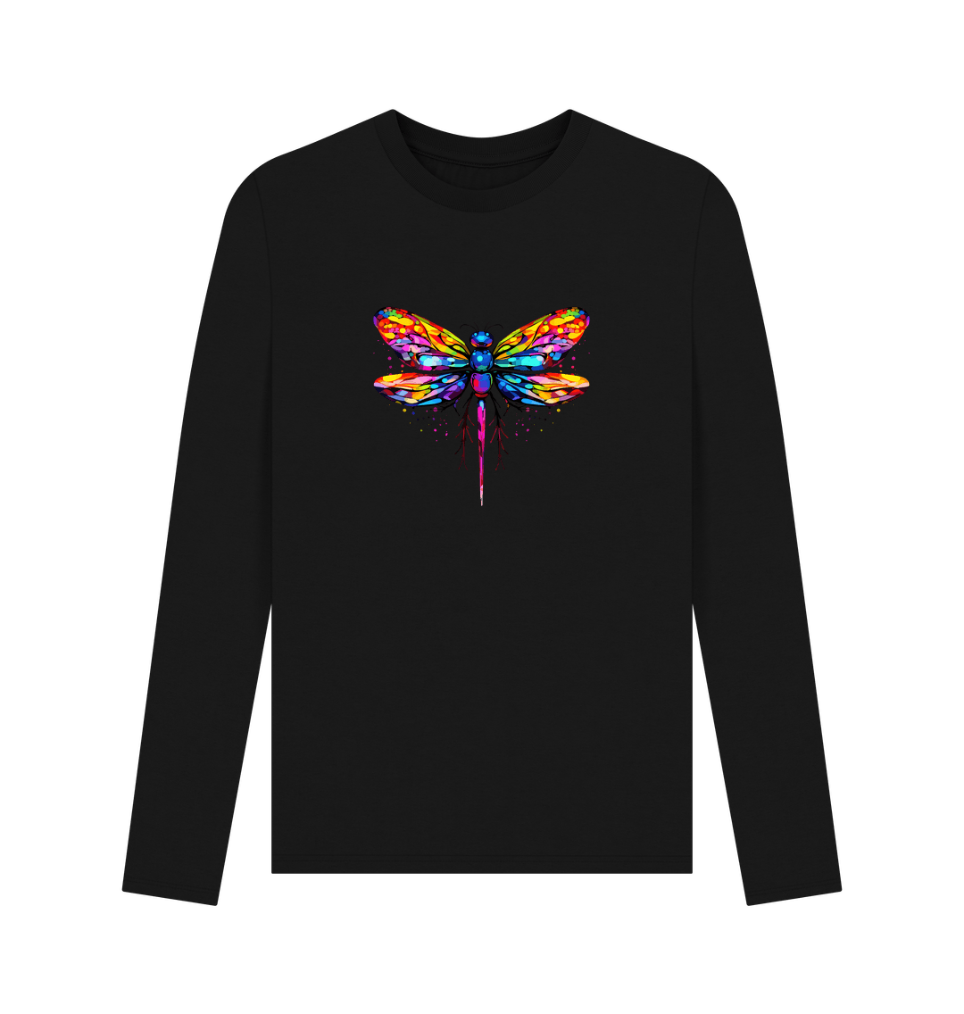 Black Colour Drip Dragonfly - Men's Long Sleeve T-shirt