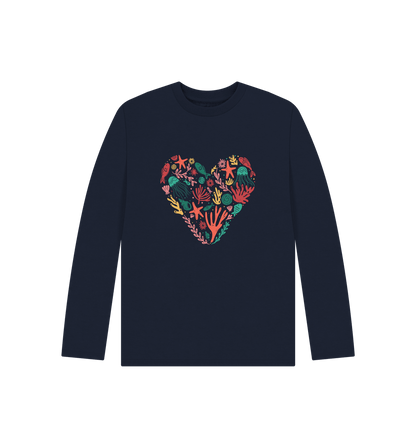 Navy Blue Love Coral - Kids' Organic Long Sleeve T-shirt