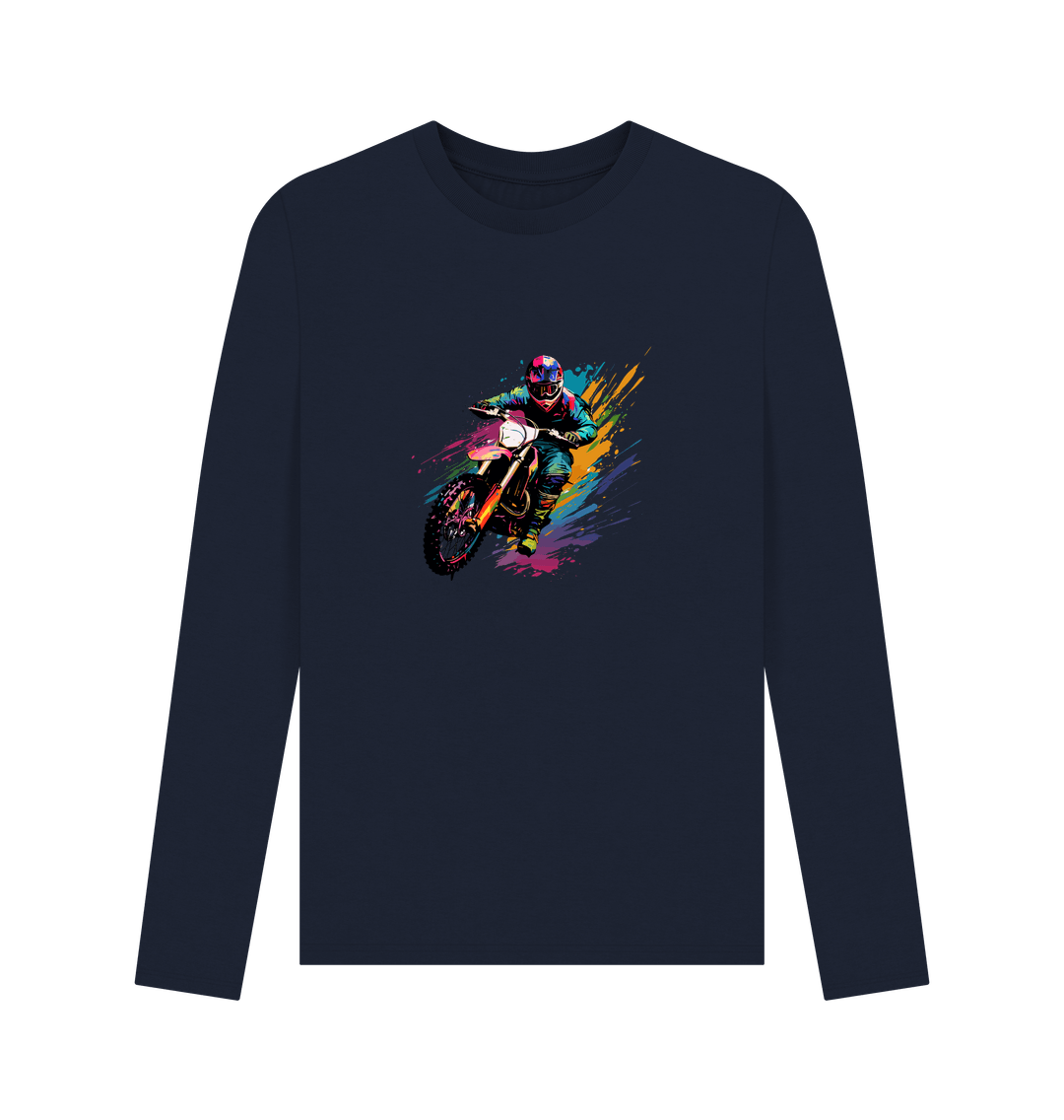 Navy Blue Colour Drip Wild Ride - Men's Long Sleeve T-shirt