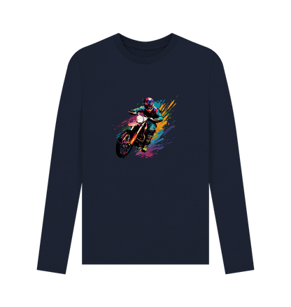 Navy Blue Colour Drip Wild Ride - Men's Long Sleeve T-shirt