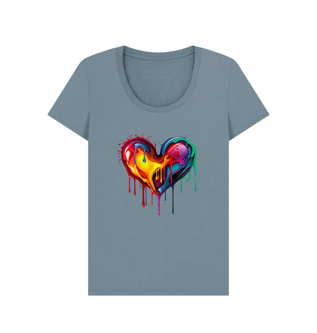 Stone Blue Colour Drip Colour of Love - Women's Scoop Neck T-shirt