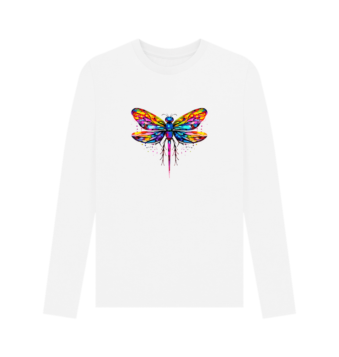 White Colour Drip Dragonfly - Men's Long Sleeve T-shirt