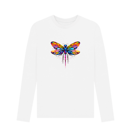 White Colour Drip Dragonfly - Men's Long Sleeve T-shirt