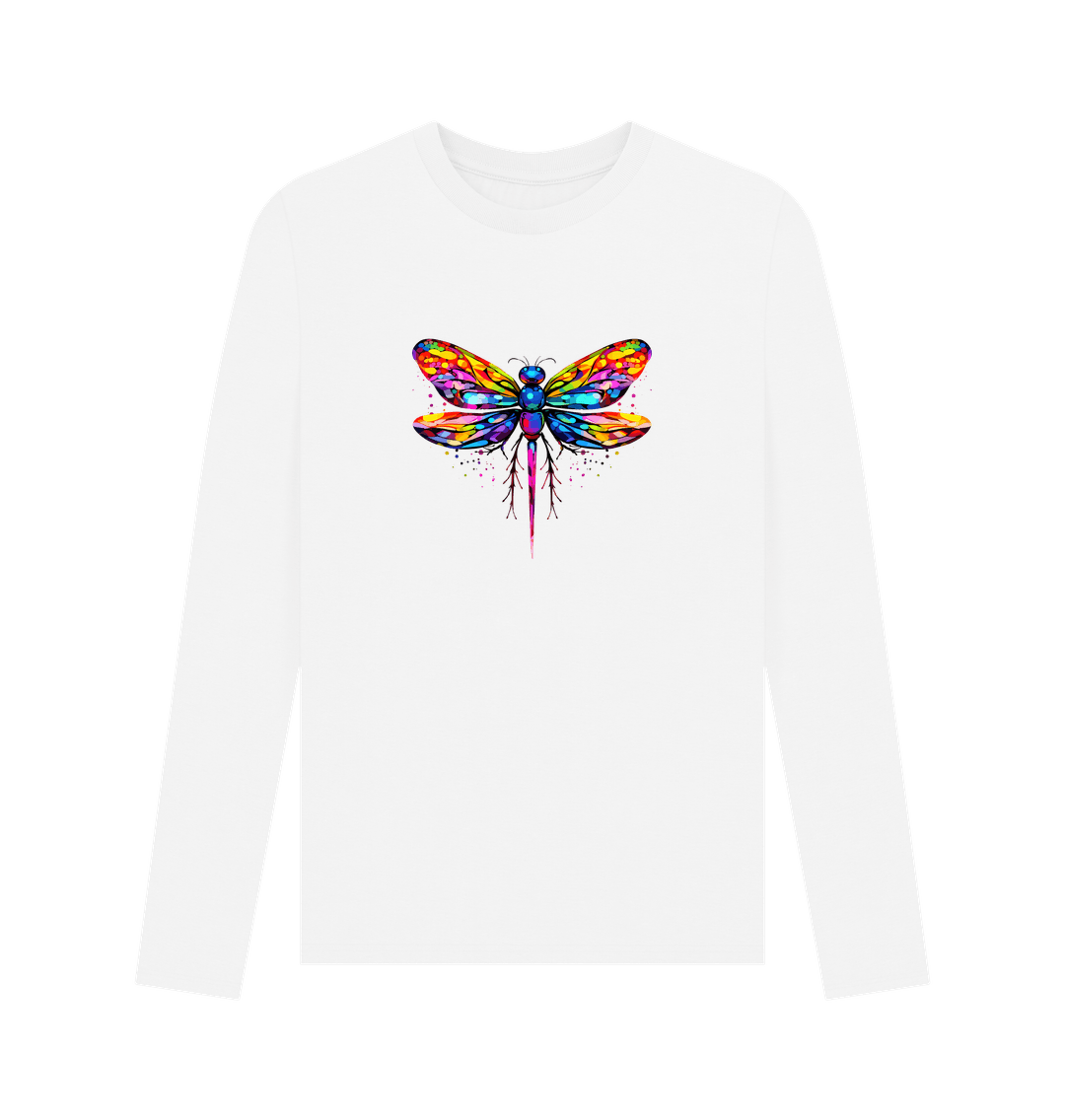 White Printed Long Sleeve T Shirt Front
