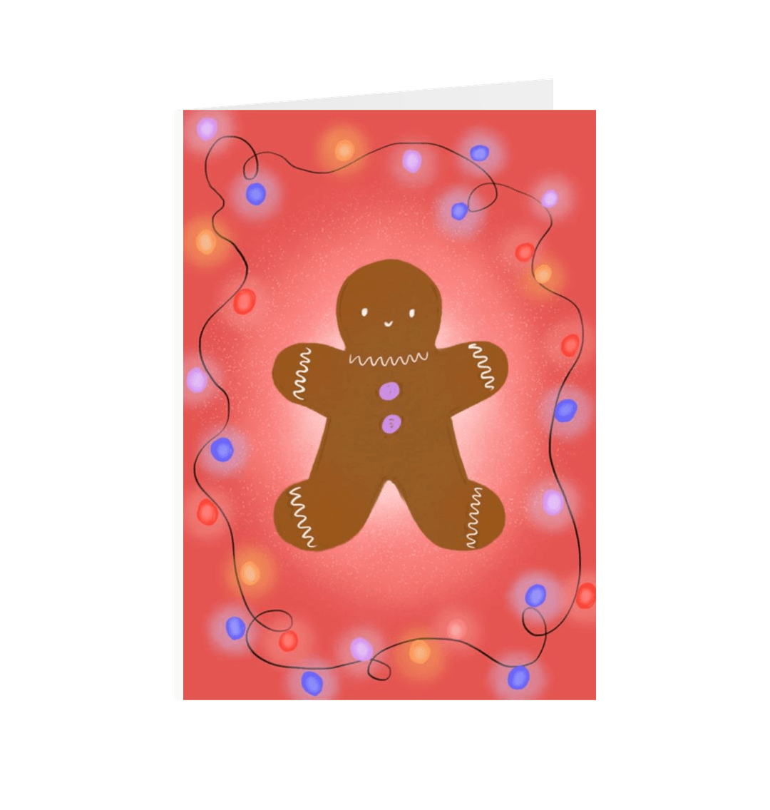 White Sweet Gingerbread Joy Greeting Card by Emma Garrett