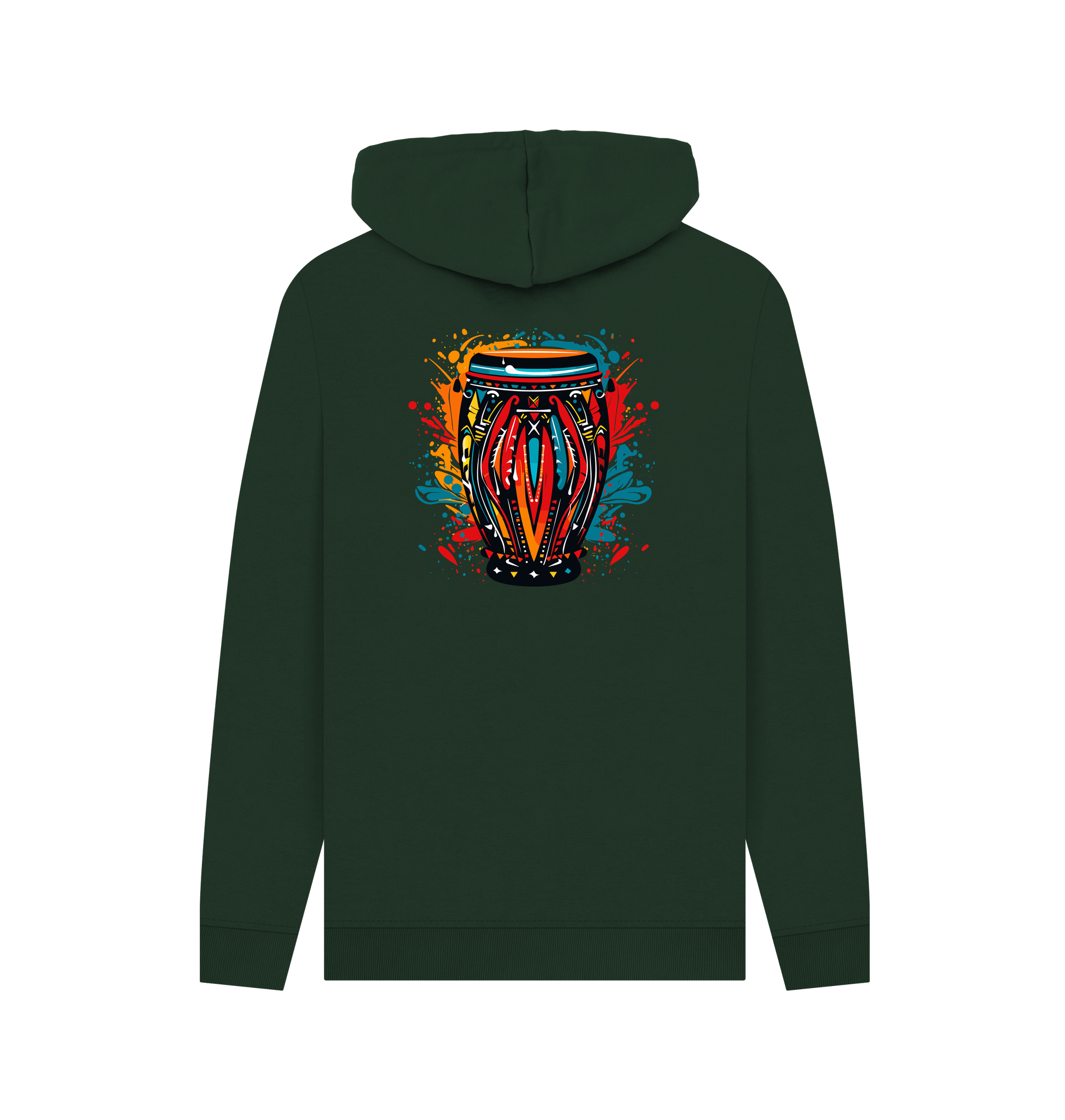 Evergreen Colour Drip African Drum - Mens Pullover Hoodie