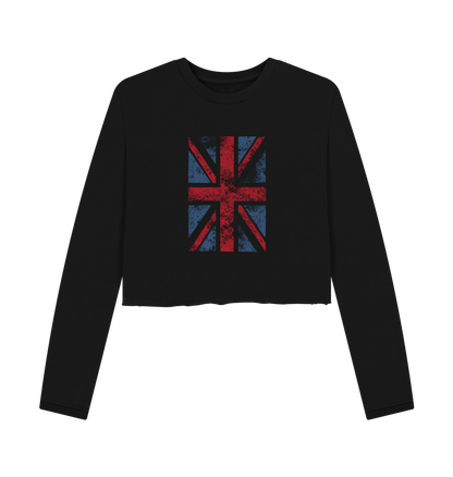 Black cropped sweatshirt with Union Jack design