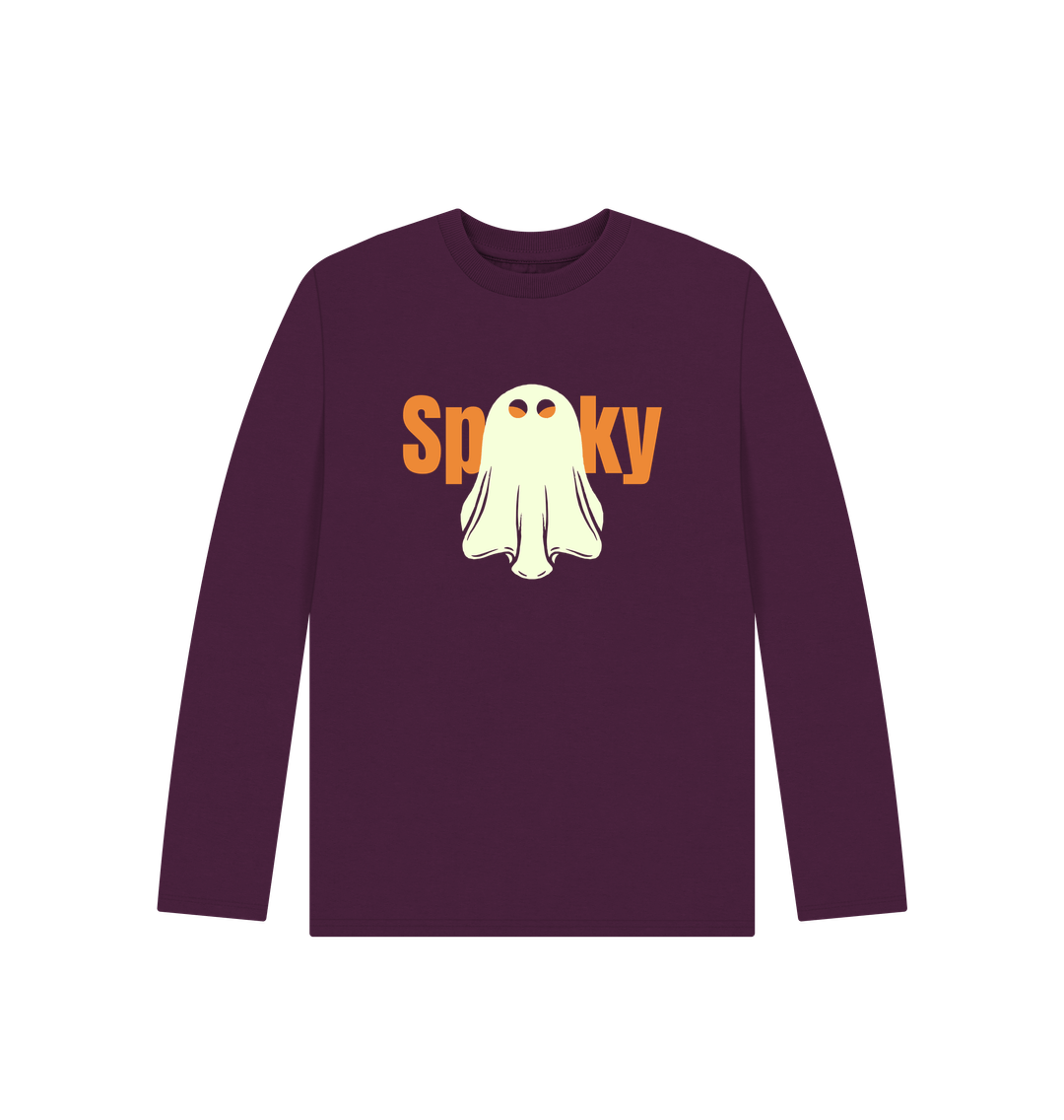 Purple Spooky Ghost - Kids' Organic Long Sleeve T-shirt