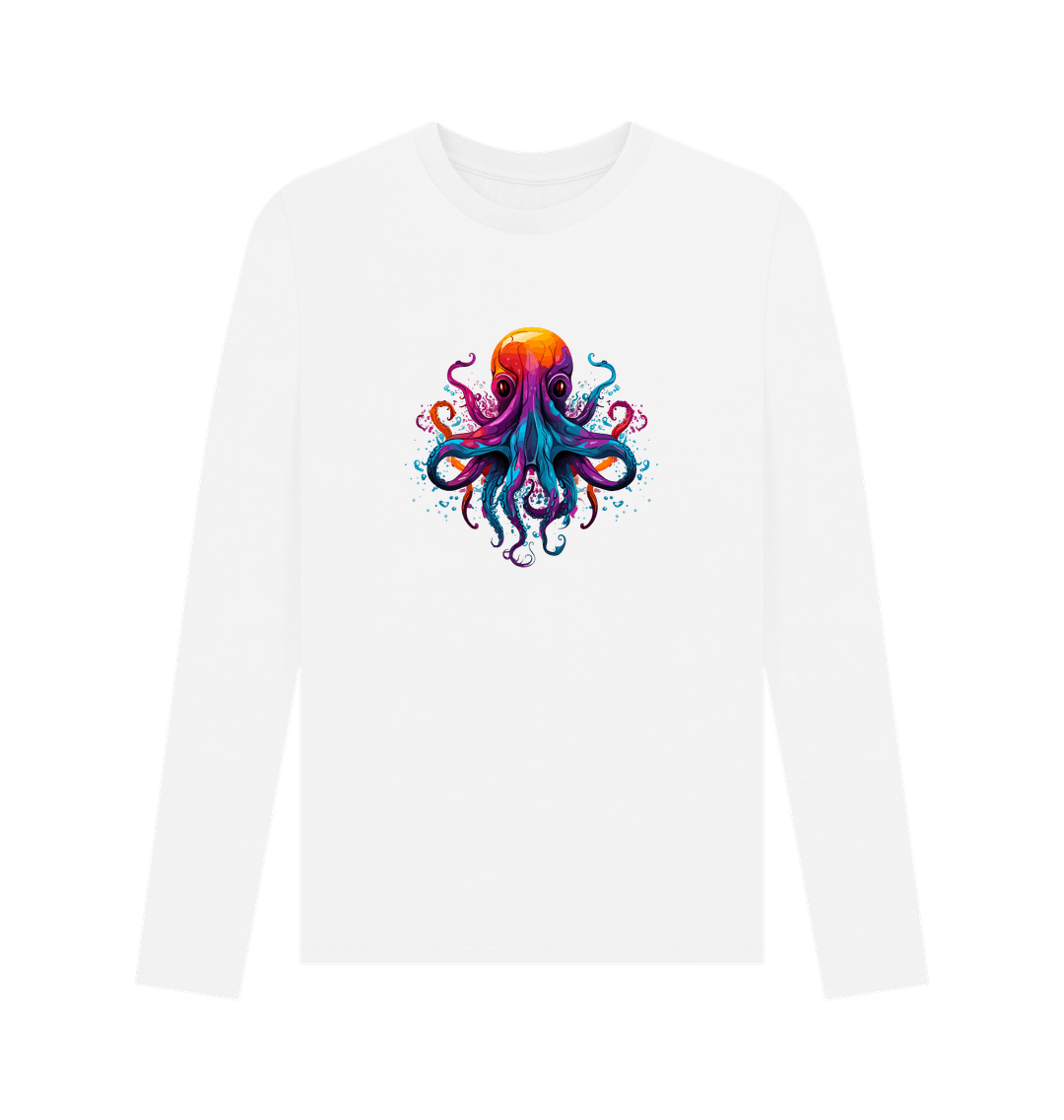 White Colour Drip Octopus Dance - Men's Long Sleeve T-shirt