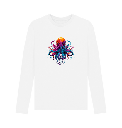 White Colour Drip Octopus Dance - Men's Long Sleeve T-shirt