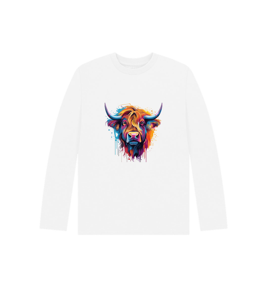 White Colour Drip Bull - Kids Organic Long Sleeve T-shirt