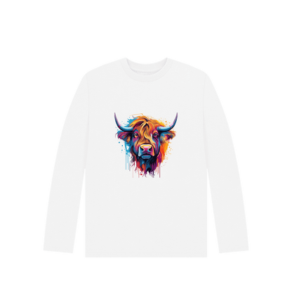 White Colour Drip Bull - Kids Organic Long Sleeve T-shirt