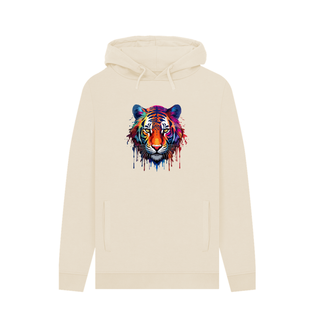 Oat Colour Drip Tiger - Mens Pullover Hoodie