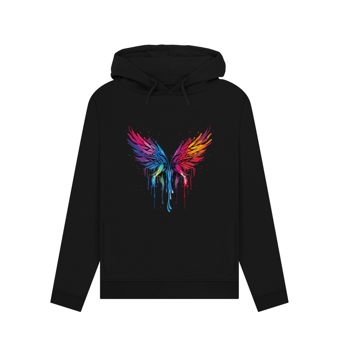 Black Colour Drip Dragon Wings - Womens Pullover Hoody