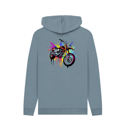 Stone Blue Colour Drip Bike - Mens Pullover Hoodie