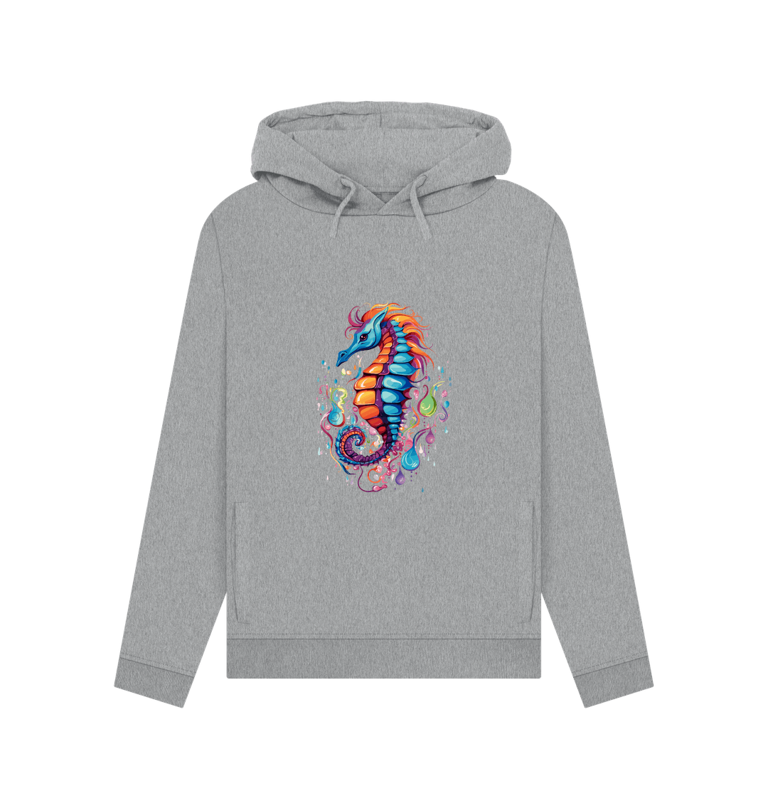 Light Heather Colour Drip Seahorse - Womens Pullover Hoody