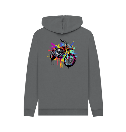 Slate Grey Colour Drip Bike - Mens Pullover Hoodie