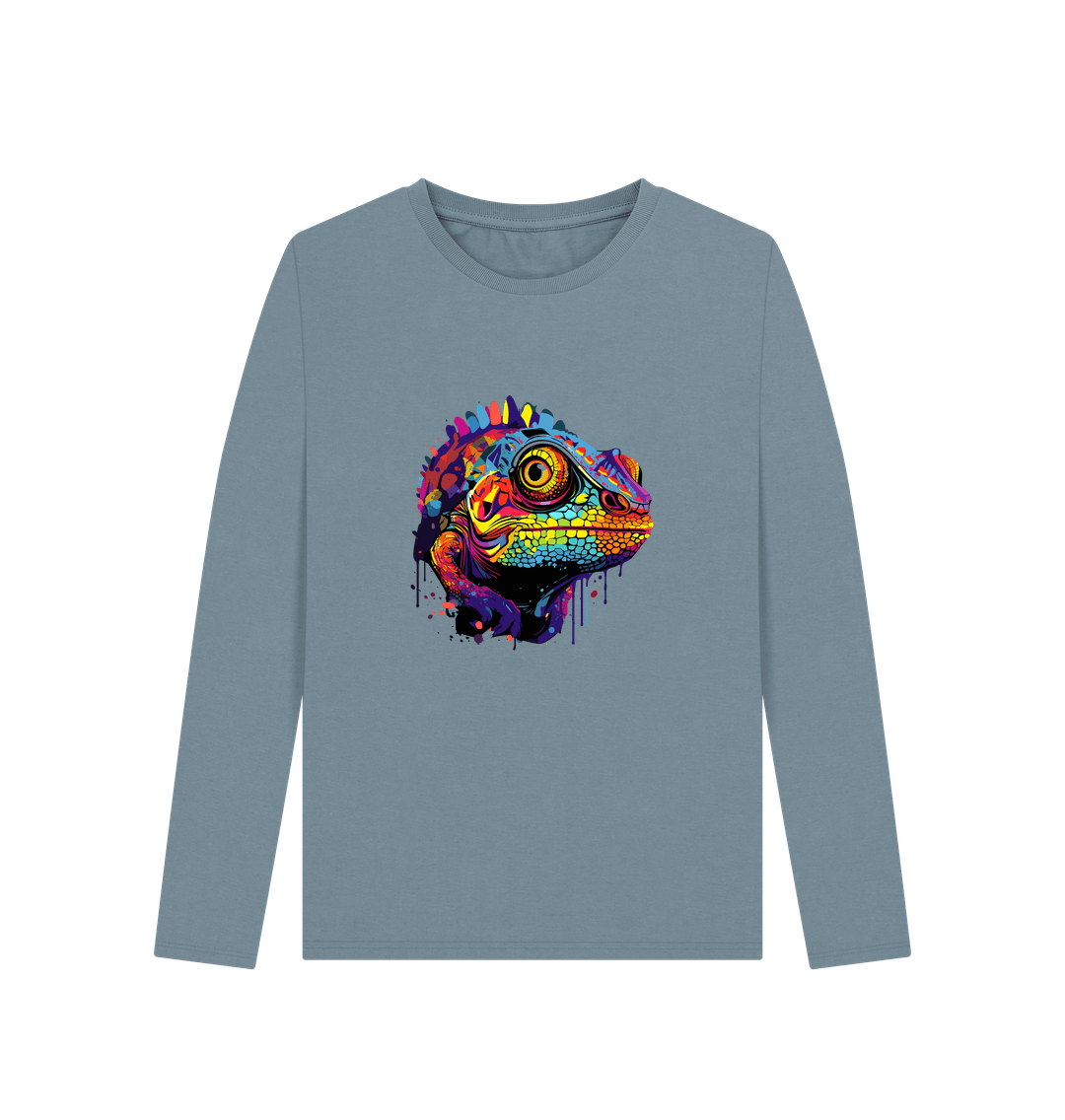 Stone Blue Colour Drip Chameleon - Women's Long Sleeve T-shirt