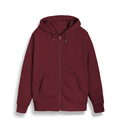 Burgundy Plain Unisex Full Zip Hoody