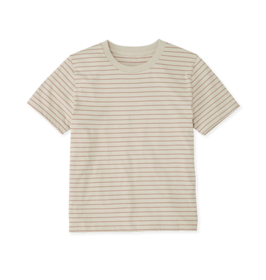 Striped t-shirt with beige and pink stripes