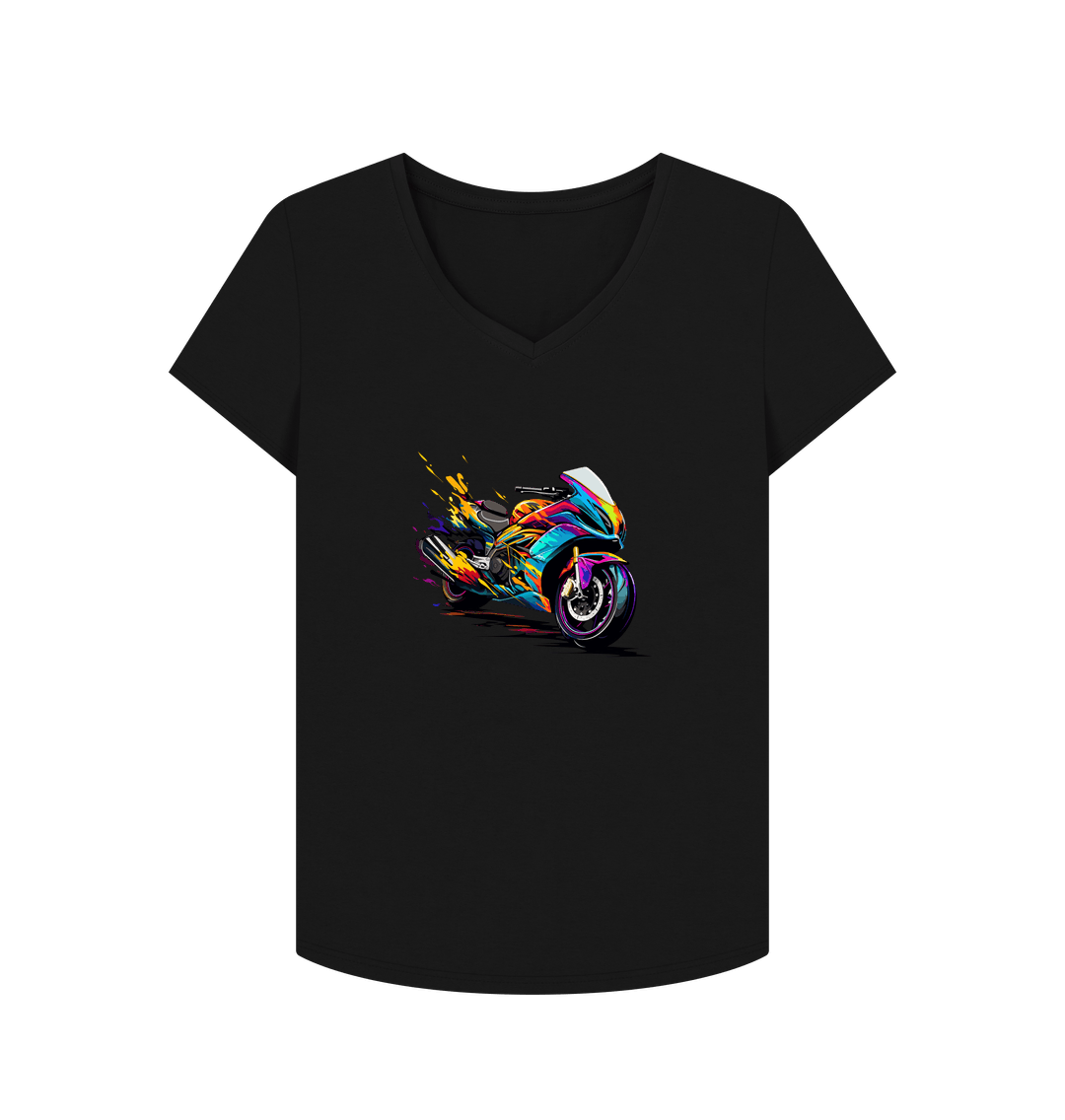 Black Colour Drip Speed Demon - Women's V-Neck T-shirt