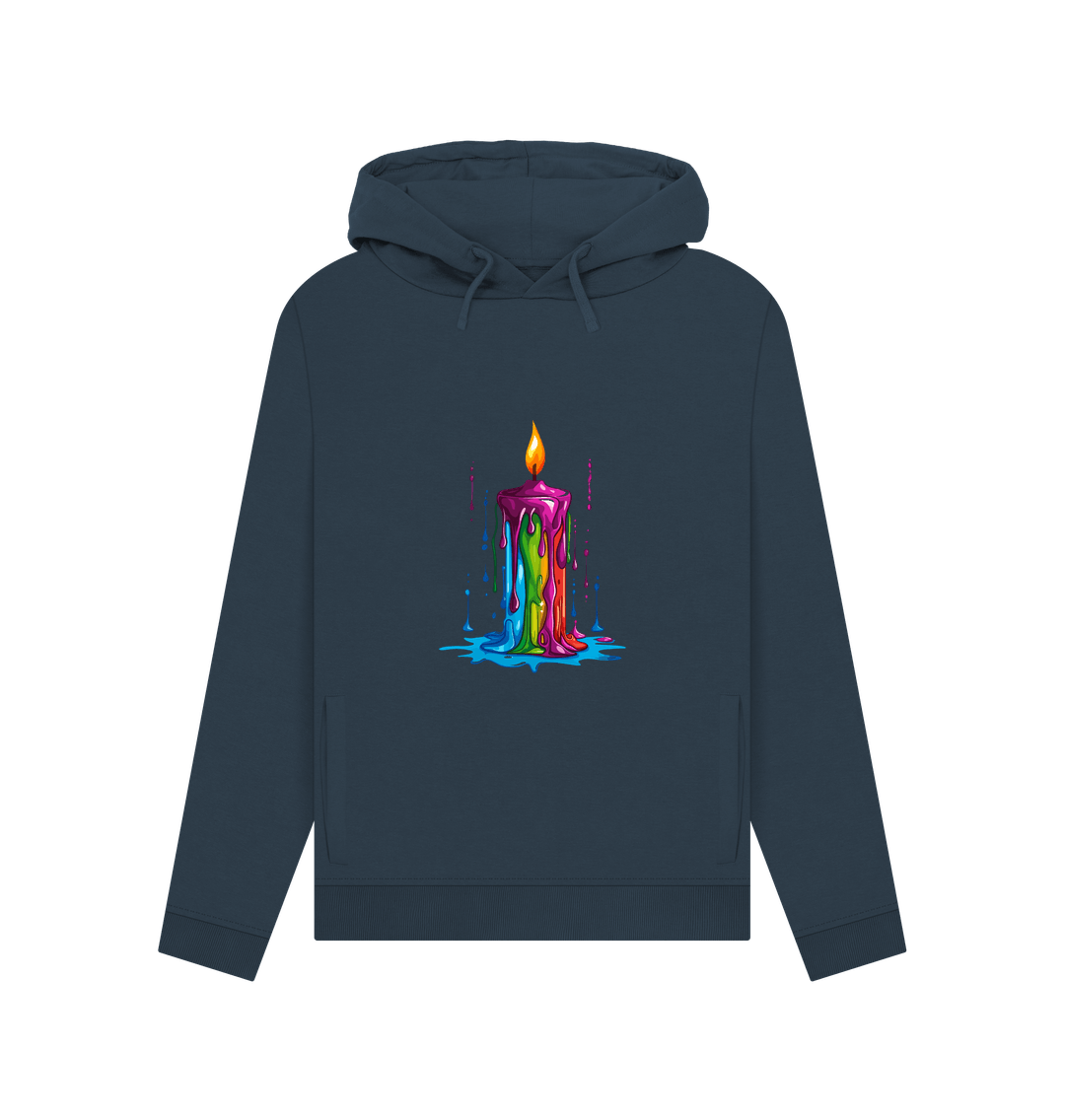 Navy Blue Colour Drip Candle - Womens Pullover Hoody