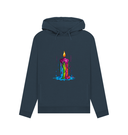 Navy Blue Colour Drip Candle - Womens Pullover Hoody