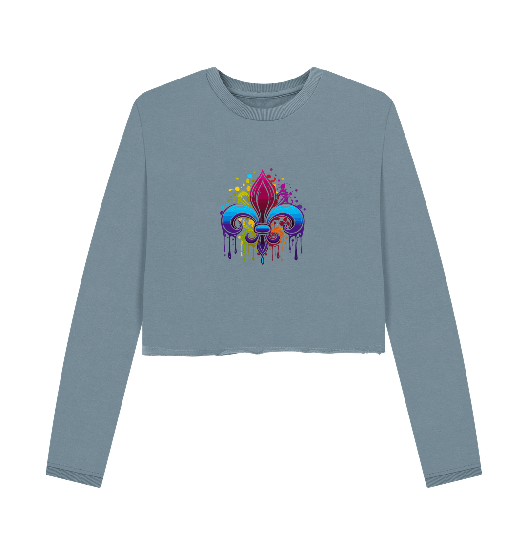 Stone Blue Printed Boxy Jumpers