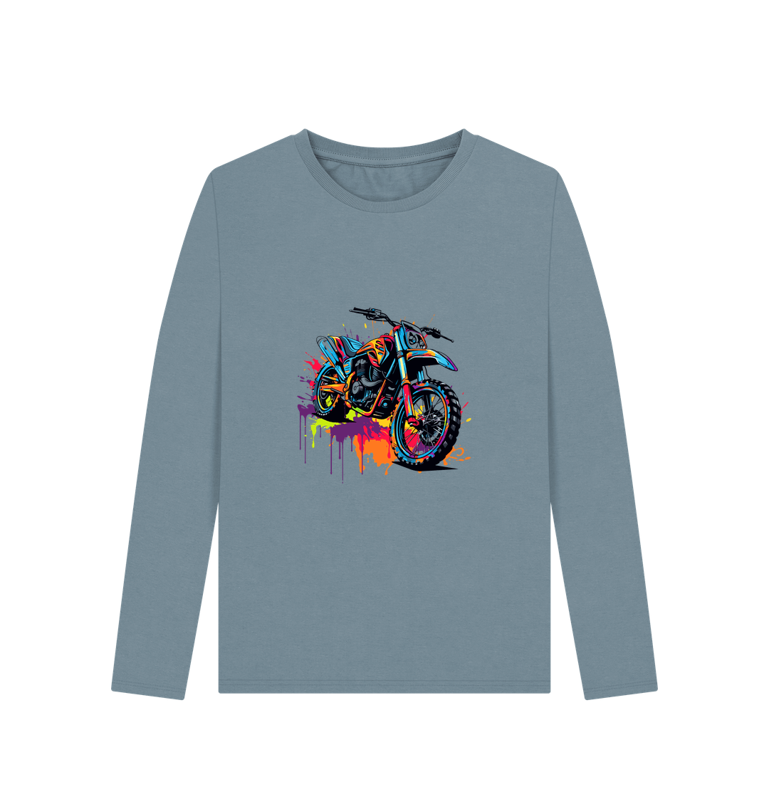 Stone Blue Printed Long Sleeve T Shirt Front