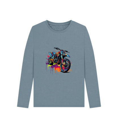 Stone Blue Printed Long Sleeve T Shirt Front