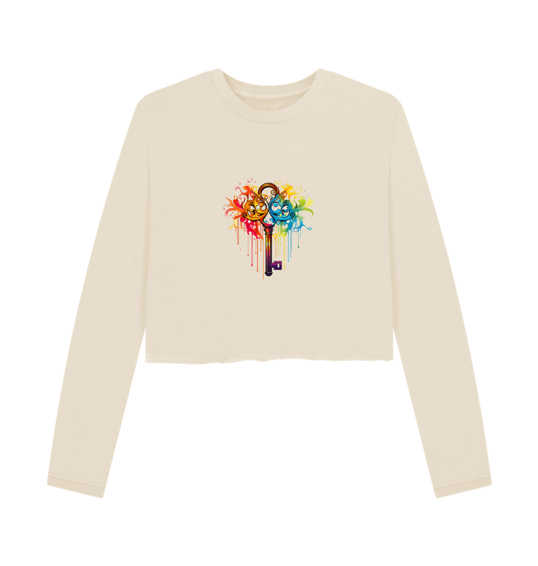 Oat Colour Drip Lock and Key - Women's Boxy Jumper