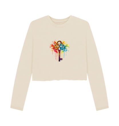 Oat Colour Drip Lock and Key - Women's Boxy Jumper